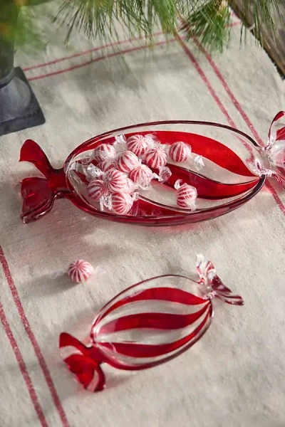 Terrain Striped Glass Candy Dish In Red