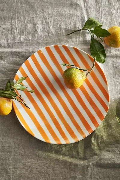 Terrain Striped Porcelain Dinner Plate In Orange