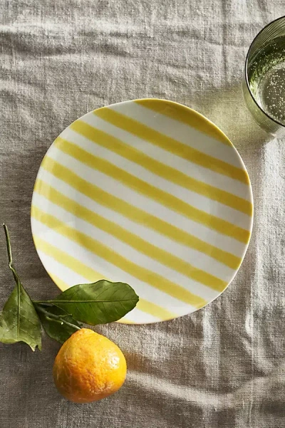 Terrain Striped Porcelain Side Plate In Yellow