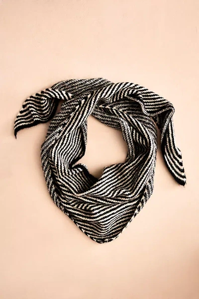 Terrain Striped Triangle Scarf In Black