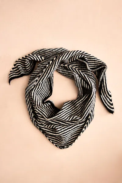 Terrain Striped Triangle Scarf In Black