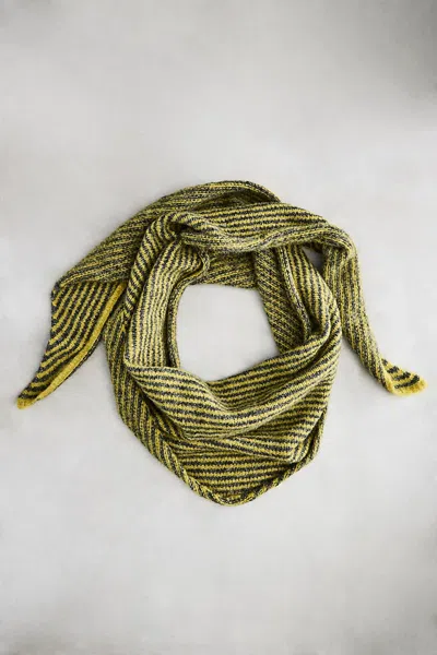 Terrain Striped Triangle Scarf In Yellow