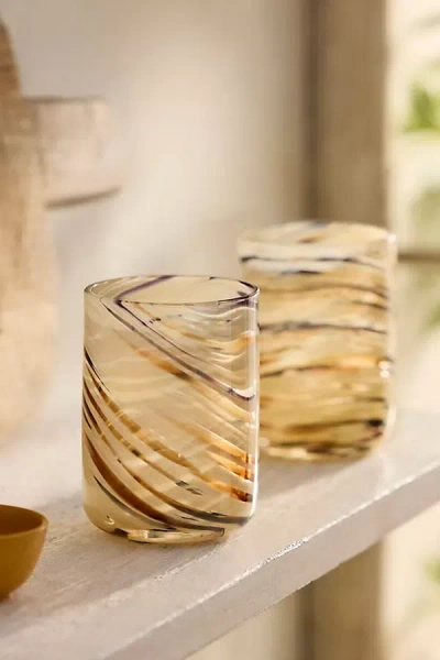 Terrain Tan Swirl Glass Tumblers, Set Of 2 In Neutral