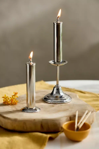Terrain Taper Oil Lamp In Silver