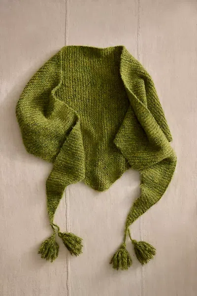 Terrain Tasseled Triangle Scarf In Green