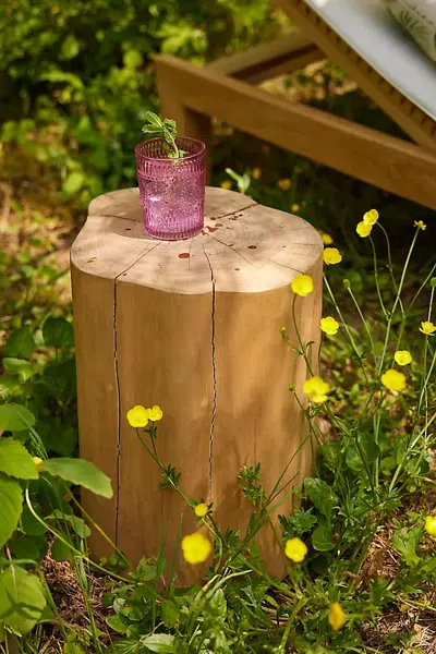 Terrain Teak Root Stool In Pink