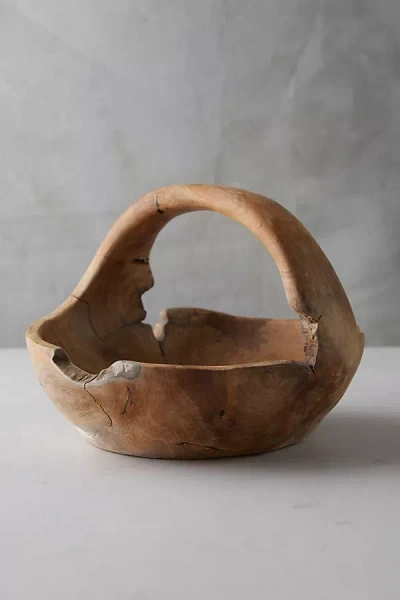 Terrain Teak Wood Basket In Brown