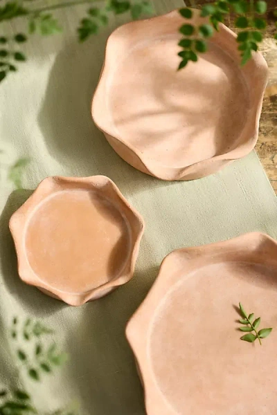 Terrain Terracotta Pie Crust Rim Saucer In Pink