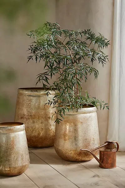 Terrain Textured Copper Droplet Planter In Multi