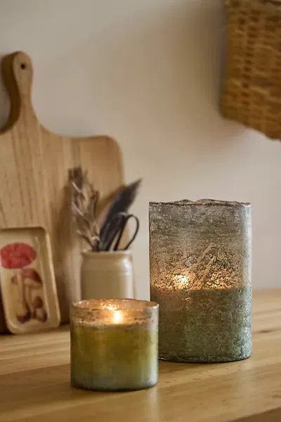 Terrain Textured Glass Candle, Grapefruit Pine In Green