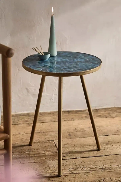 Terrain Tile Top Side Table In Blue