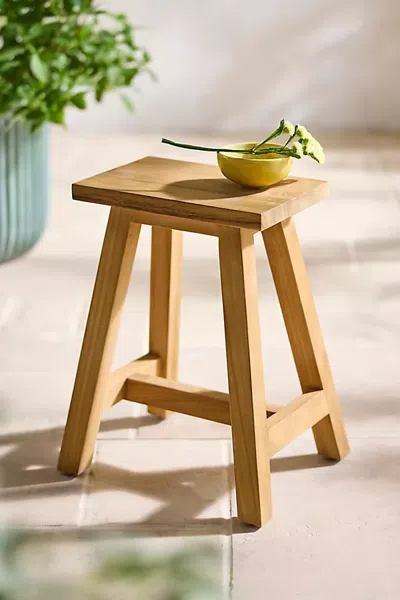 Terrain Trestle Teak Stool In Neutral