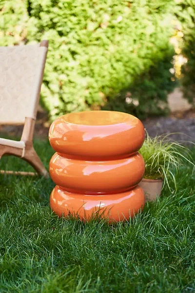 Terrain Triple Bubble Ceramic Stool In Orange