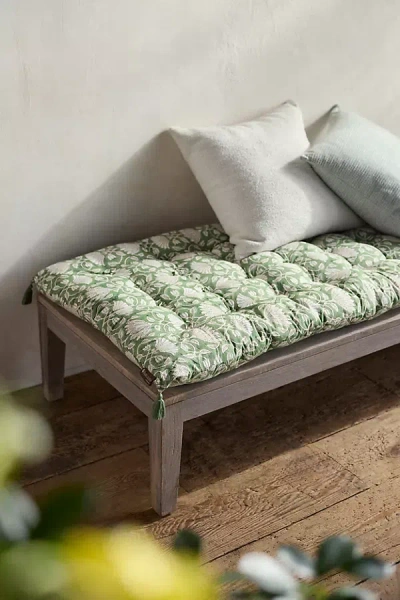 Terrain Tufted Cotton Floor Cushion, Fan Floral In Multi
