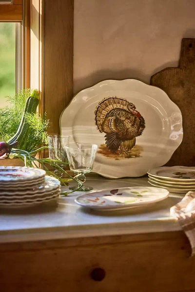 Terrain Turkey Scalloped Stoneware Serving Platter In Multi