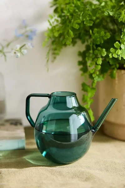 Terrain Turquoise Glass Watering Can In Green