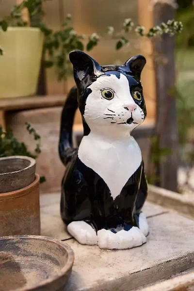 Terrain Tuxedo Cat Stoneware Watering Can In Black