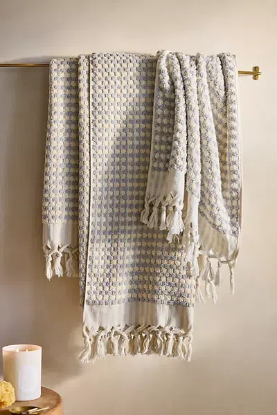 Terrain Two-tone Textured Cotton Bath Towel In Gray
