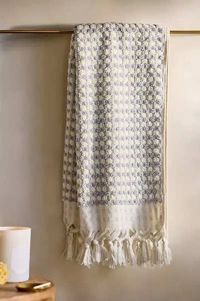 Terrain Two-tone Textured Cotton Hand Towel In Gray