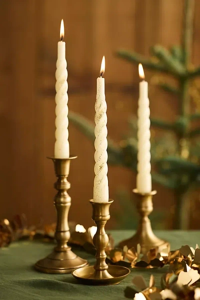Terrain Unscented Spiral Taper Candles, Set Of 6 White Glitter