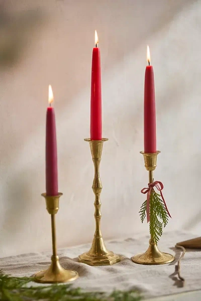 Terrain Unscented Taper Candles, Set Of 6 Reds In Gold