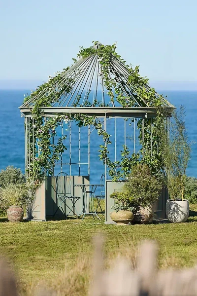 Terrain Verdigris Arched Steel Gazebo In Gray