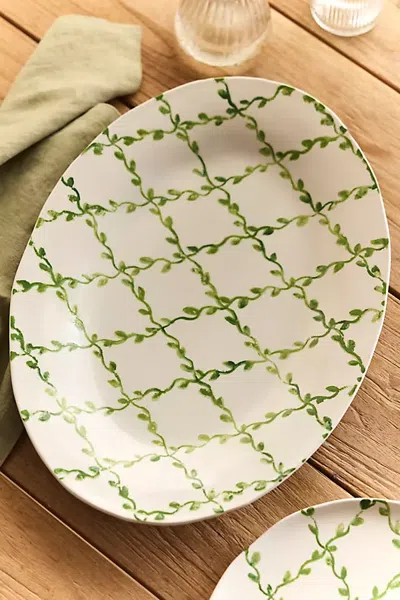 Terrain Vine Lattice Serving Platter In Green