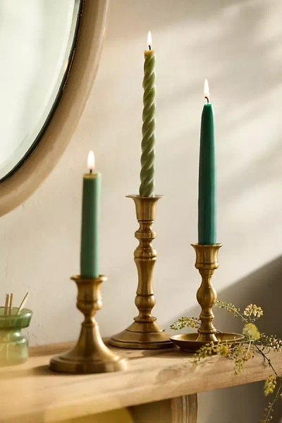 Terrain Vintage Brass Taper Holder In Gold