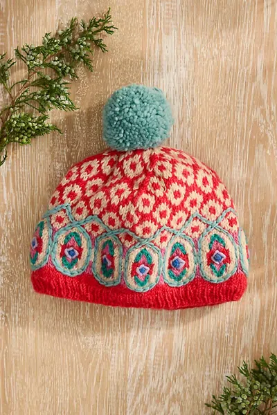 Terrain Vintage Chalet Bobble Hat In Red