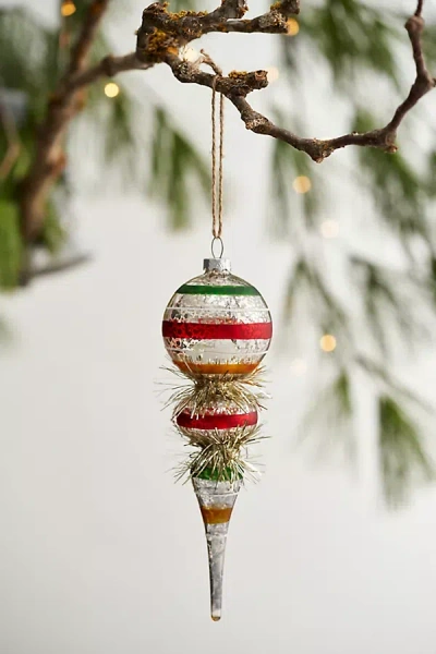 Terrain Vintage Tinsel Finial Glass Ornament In Multi
