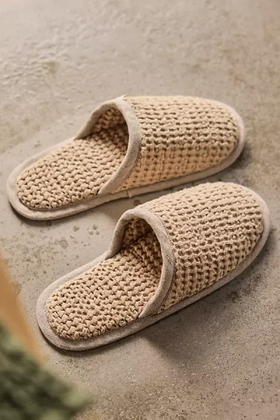 Terrain Waffle Weave Slippers In Beige