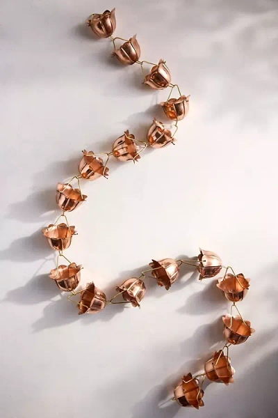 Terrain Water Lily Copper + Brass Rain Chain In Brown