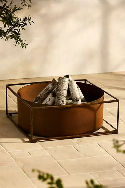 Terrain Weathering Steel Framed Cylinder Fire Pit