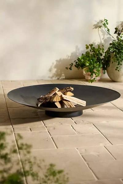Terrain Weathering Steel Low Bowl Fire Pit, Black