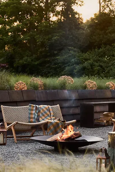 Terrain Weathering Steel Low Bowl Fire Pit In Black