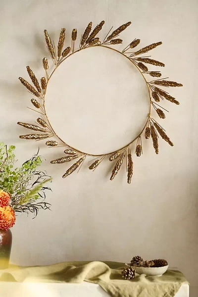 Terrain Wheat Field Iron Oval Wreath In Gold