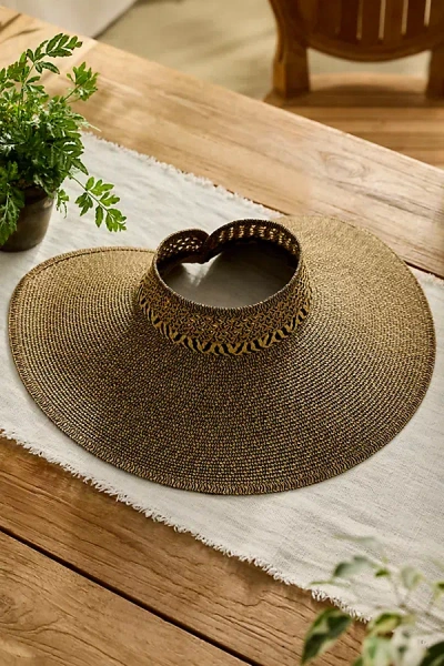Terrain Wide Brim Woven Sun Visor In Black