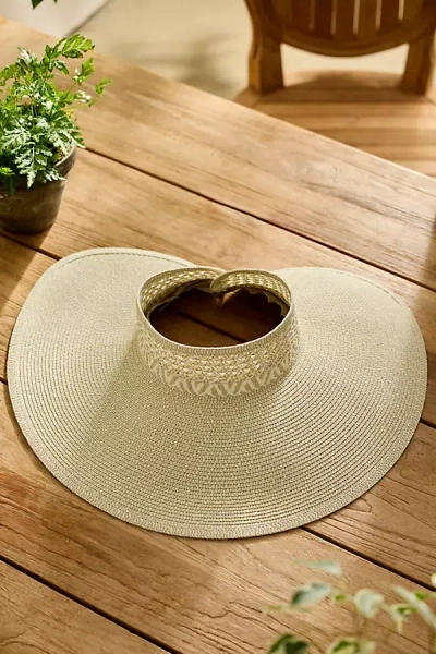 Terrain Wide Brim Woven Sun Visor In Sand