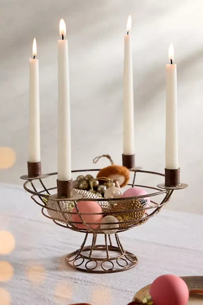 Terrain Wire Basket Candelabra In Brown
