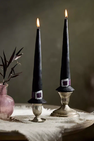 Terrain Witch Hat Taper Candles, Set Of 2 In Black