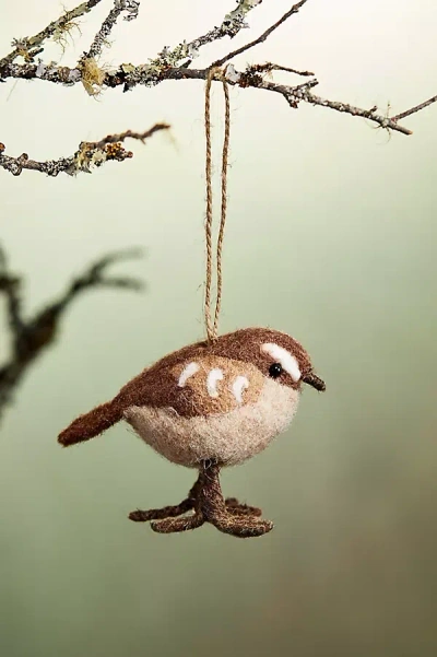 Terrain Woodland Bird Felt Ornament In Brown