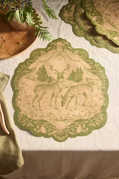Terrain Woodland Deer Paper Placemats, Set Of 12