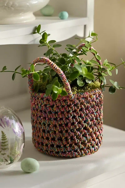 Terrain Woven Abaca Basket Pot, Rainbow