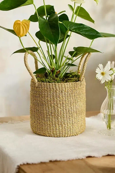 Terrain Woven Abaca Basket Pot, Yellow