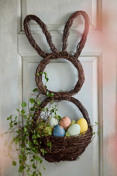 Terrain Woven Rattan Bunny Basket Wreath