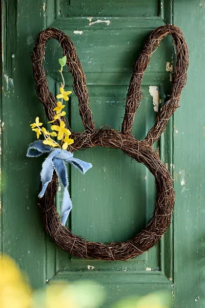 Terrain Woven Rattan Bunny Wreath In Brown