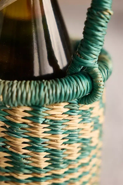 Terrain Woven Vetiver Grass Wine Bottle Holder In Blue