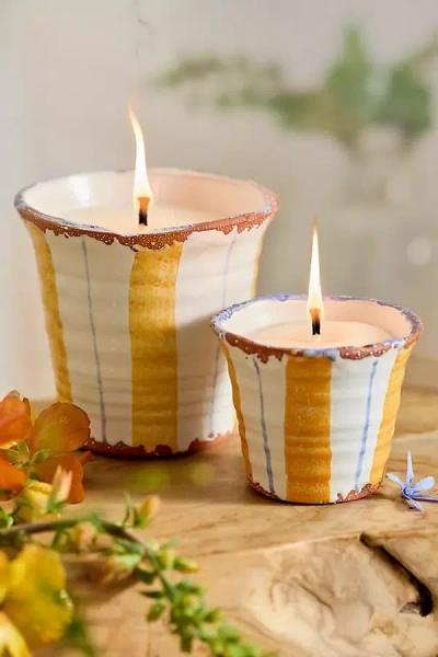 Terrain Yellow Stripe Citronella Candle