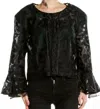 Terramina Lace Bell Sleeve Crop Top In Black In Black