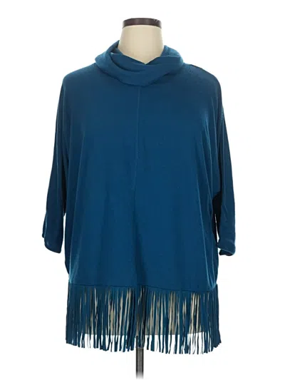 Pre-owned Terre Bleue Poncho In Blue